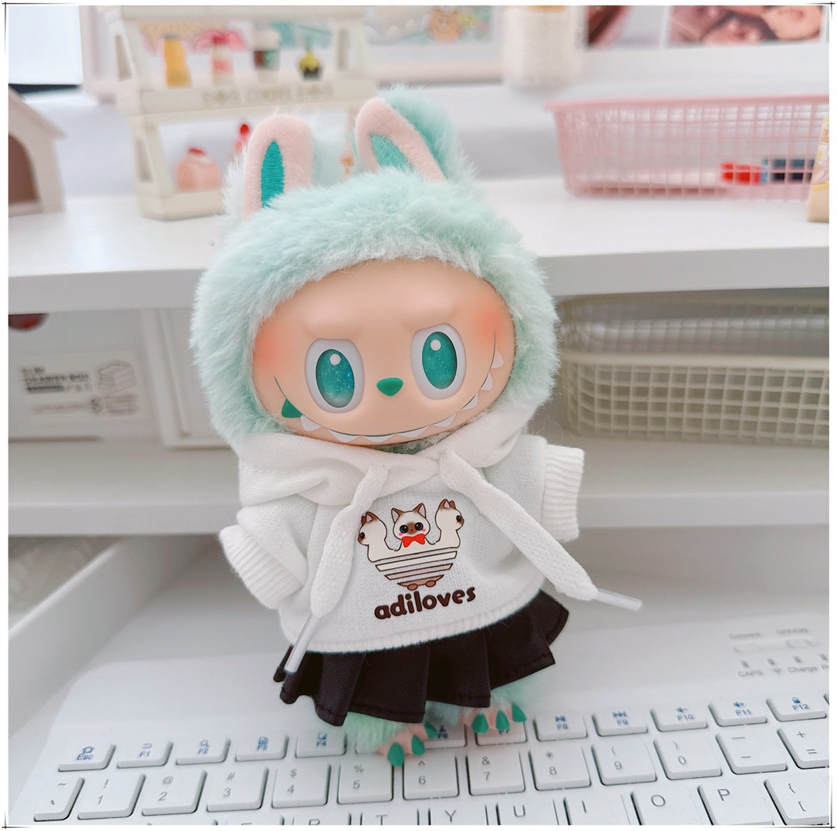 Labubu Doll Clothes - Trendy Hooded Sweatshirt & Pants for 10cm & 17cm Dolls