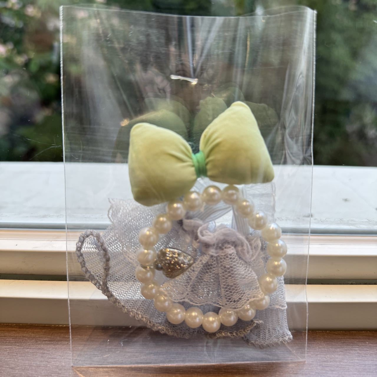 Labubu Doll Pearl Necklace Skirt with Bow - Yellow, Blue, Green, Pink