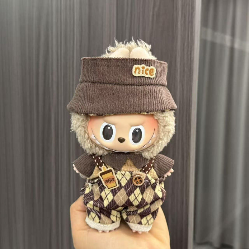 Rab cloth doll labubu17cm pendant one or two generations of vinyl plush doll suit accessories for clothes