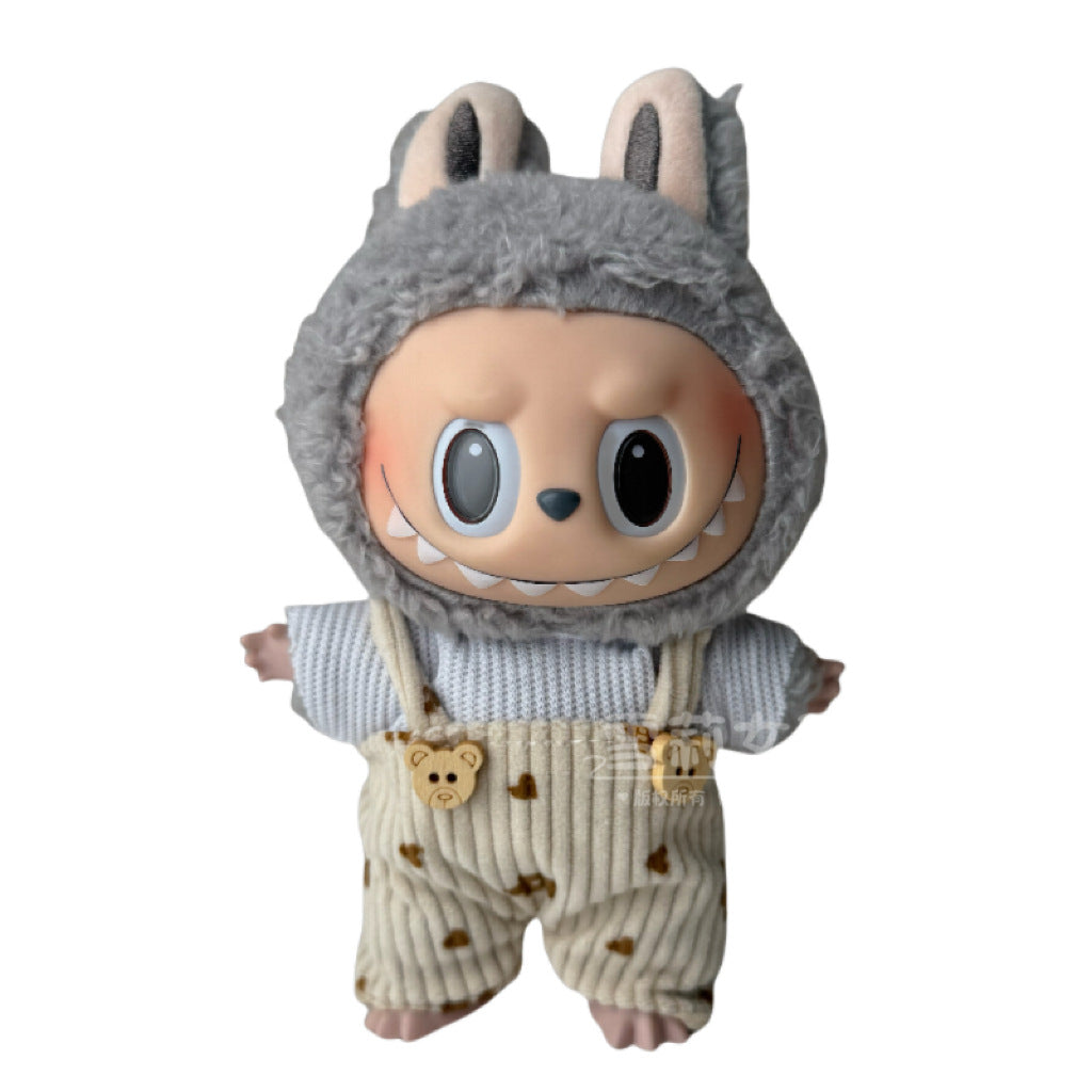 Labubu Doll Outfit - 17cm Baby Clothes with Straw Hat & Sling Dress