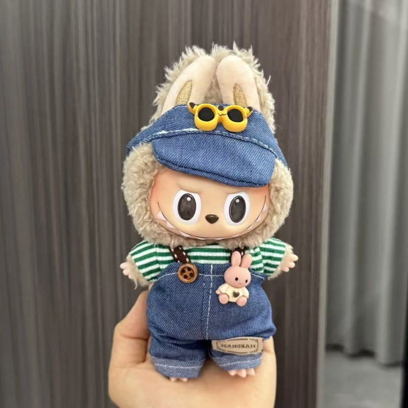 Rab cloth doll labubu17cm pendant one or two generations of vinyl plush doll suit accessories for clothes