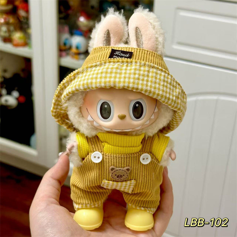 Labubu Doll Vinyl Rab 17cm Doll Cute Dress Casual suit Skirt Plush Toy Clothes