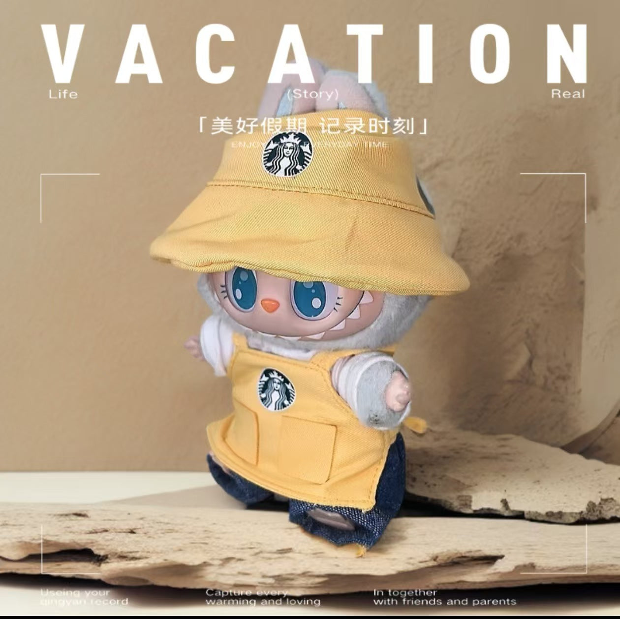 Labubu Doll Overalls Set for 17cm Vinyl Dolls