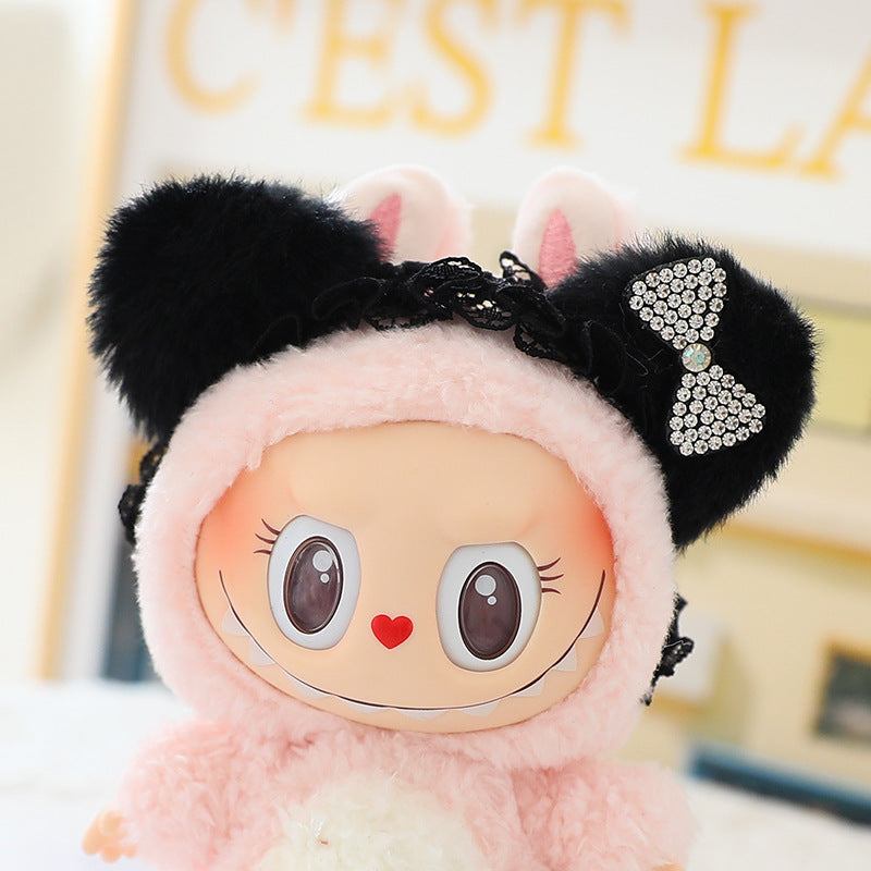 17cm labubu doll coat generation 2 labubu sitting party for leather jacket coat skirt hat shoes