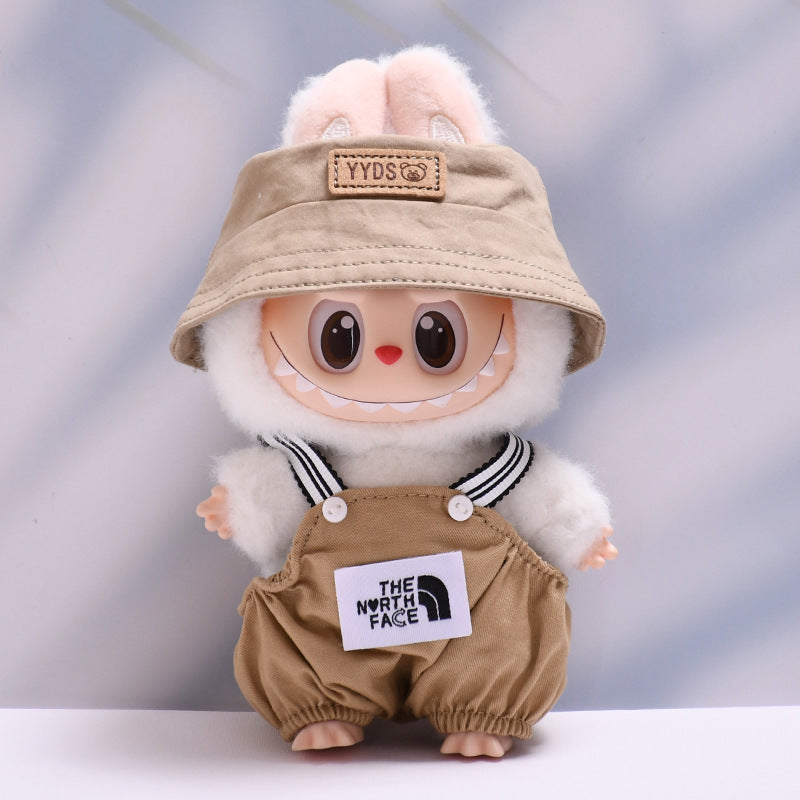 Labubu Doll Overalls & Hat Set - Trendy Outfit for 1st & 2nd Gen Pendant Labubu