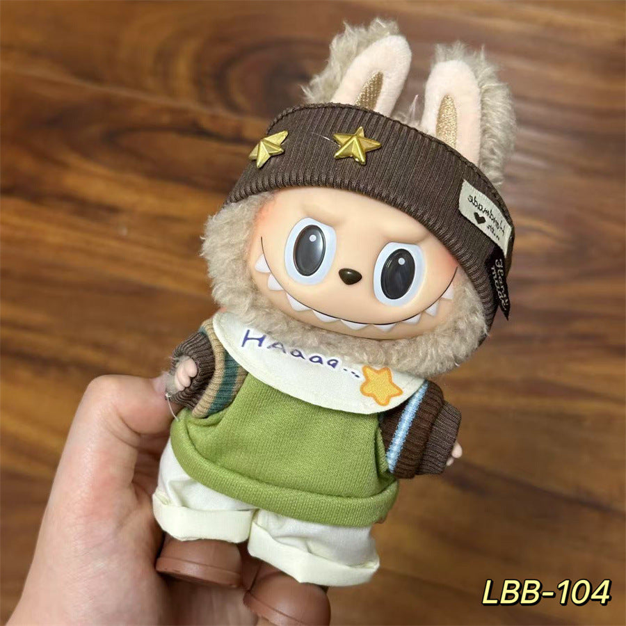 Labubu Wearable Baby Clothes Vinyl Labubu 17cm Doll Cute Dress-Up Casual Suit Skirt Plush Clothes