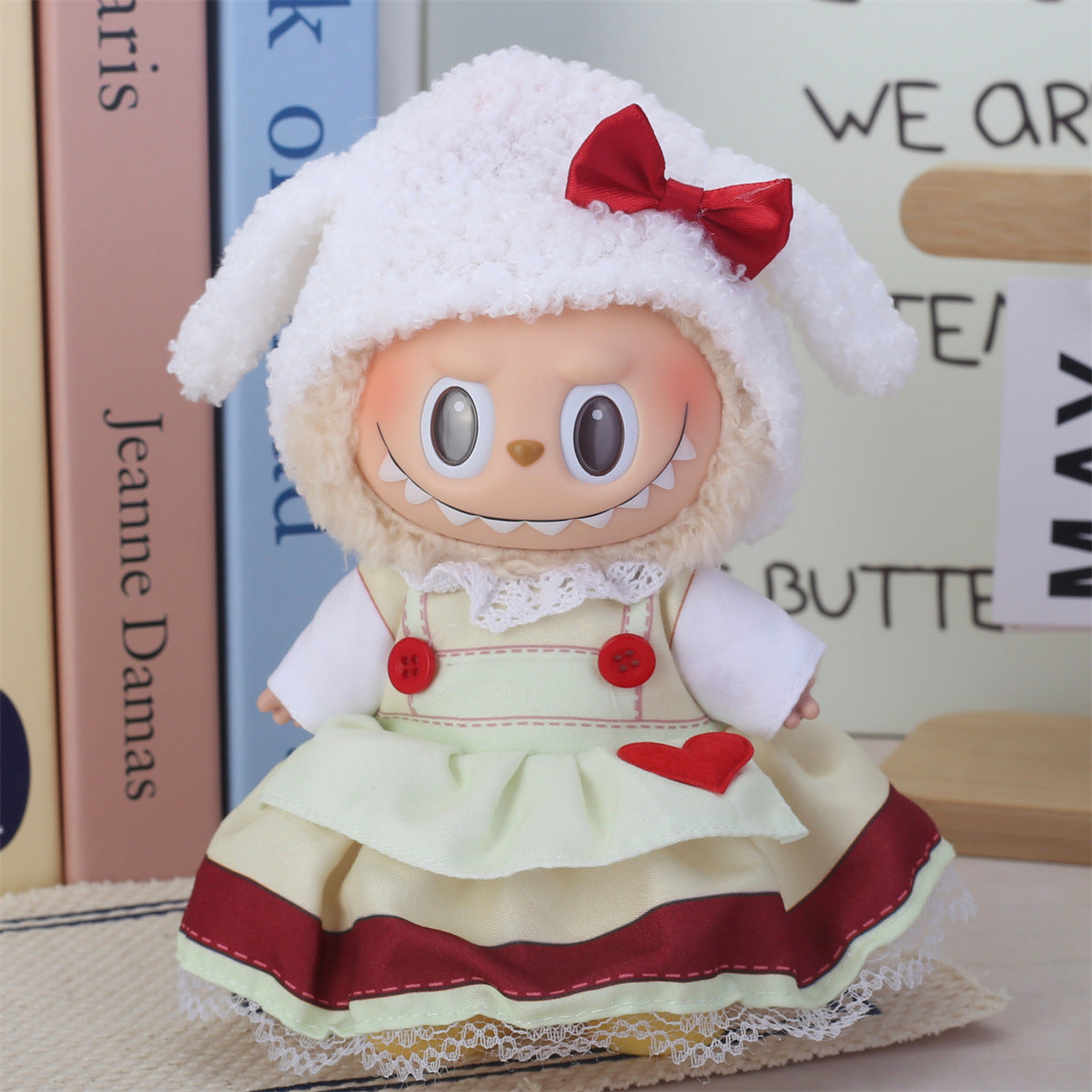 17cm Labubu Second Generation Clothes Labubu Plush Doll Toy Dress Denim suit Skirt Doll Clothes