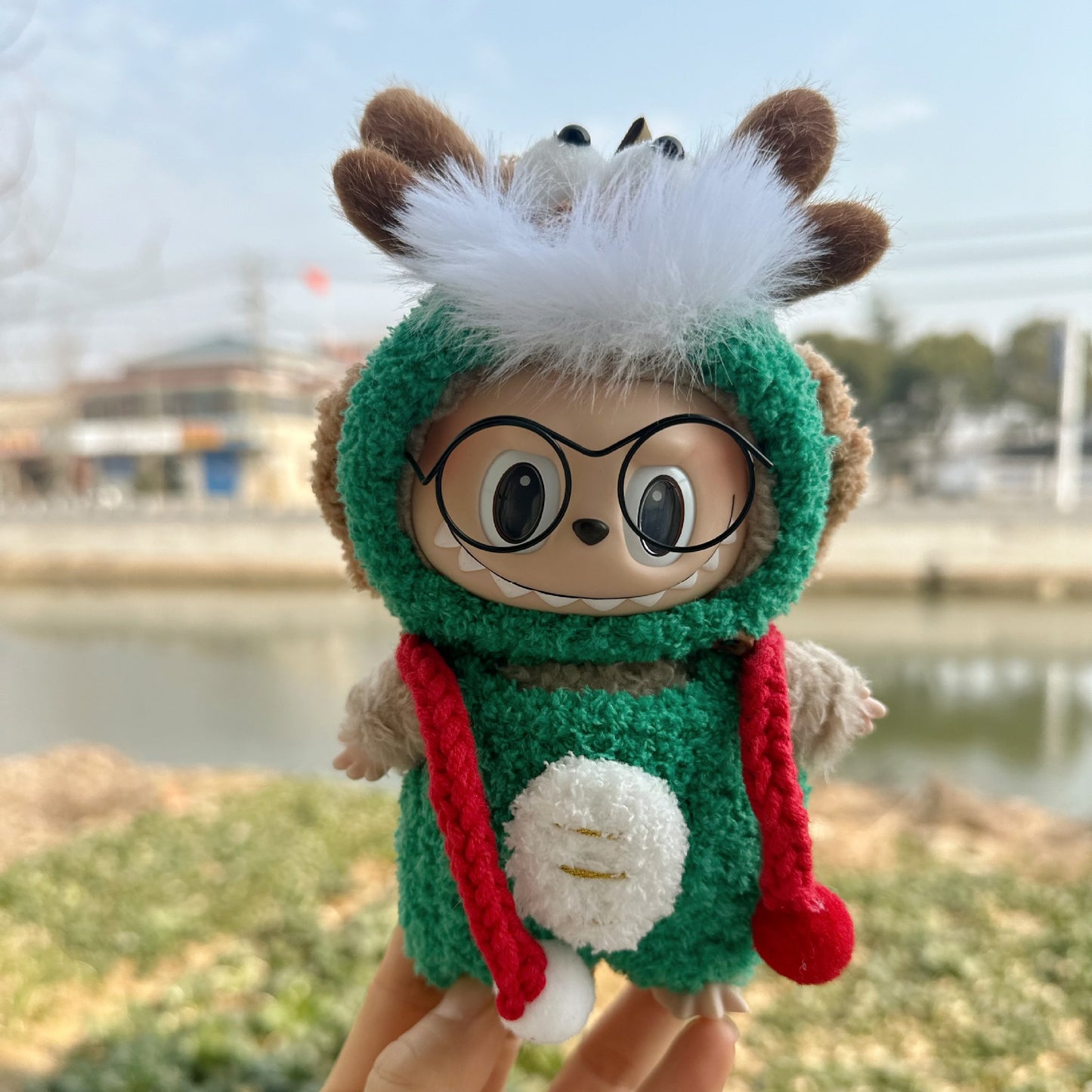 17CM keychain blind box cloth cloth clothes pendant LABUBU doll Dragon year new clothes pure handmade faucet boss