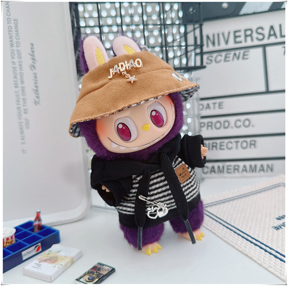 Labubu Doll Outfit - Striped Sweater & Hat Set for 17cm Labubu