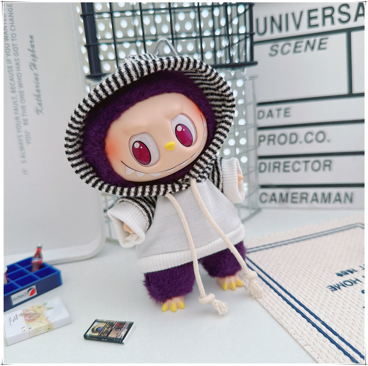 Labubu Doll Outfit - Striped Sweater & Hat Set for 17cm Labubu