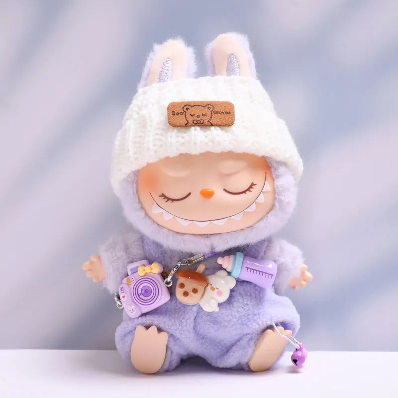 Labubu Doll Outfit Set - First & Second Gen Baby Clothes with Hat & Camera