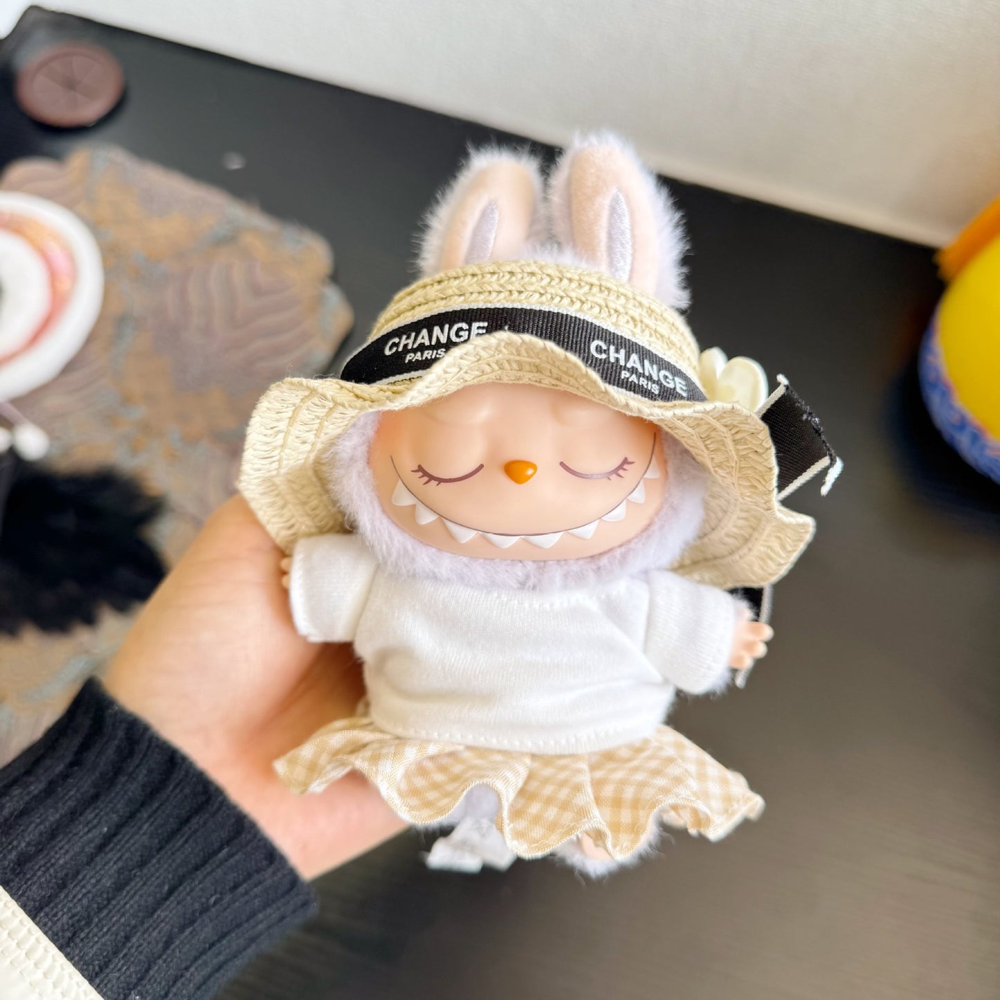 Labubu Doll Clothes One or Two Generation Blind Box Labubu Spring Cool Hat White T Skirt suit Fashion Lady Clothes