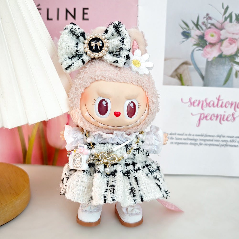 Labubu Doll Outfit Set - 4-Piece Skirt & Accessories for 15-17cm Vinyl Doll