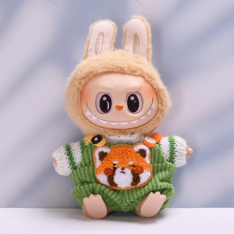 Labubu Doll Overalls Outfit - Persimmon, Fox, Apple, Biscuit Colors
