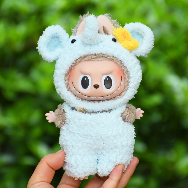 17cm Blind Box Rab Cloth Hand-in-Hand Frog Piglet Plush Christmas Suit labubu Pendant Snowman Doll Coat