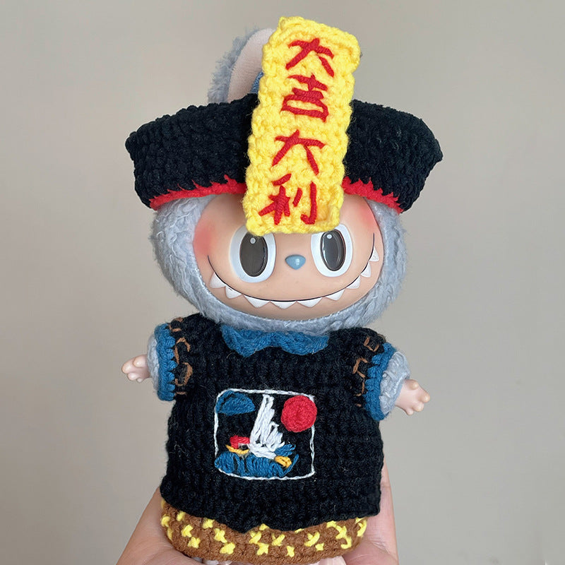 Labubu Doll Halloween Outfit - Pumpkin Clothes for Vinyl Doll