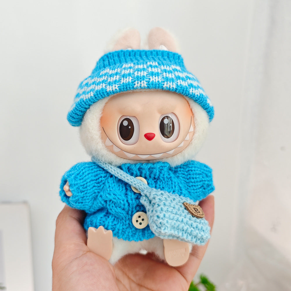 Labubu Doll Outfit - 17cm Sweater, Skirt & Accessories Set