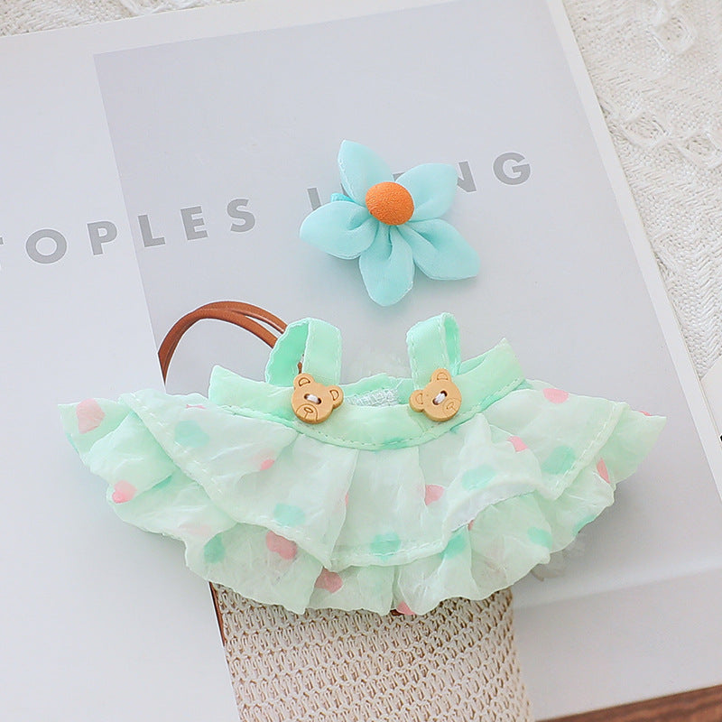 Generation II Blind Box Labubu Hanging Clothes Rab Cloth Sit Party Clothes Doll Summer Straw Hat Skirt