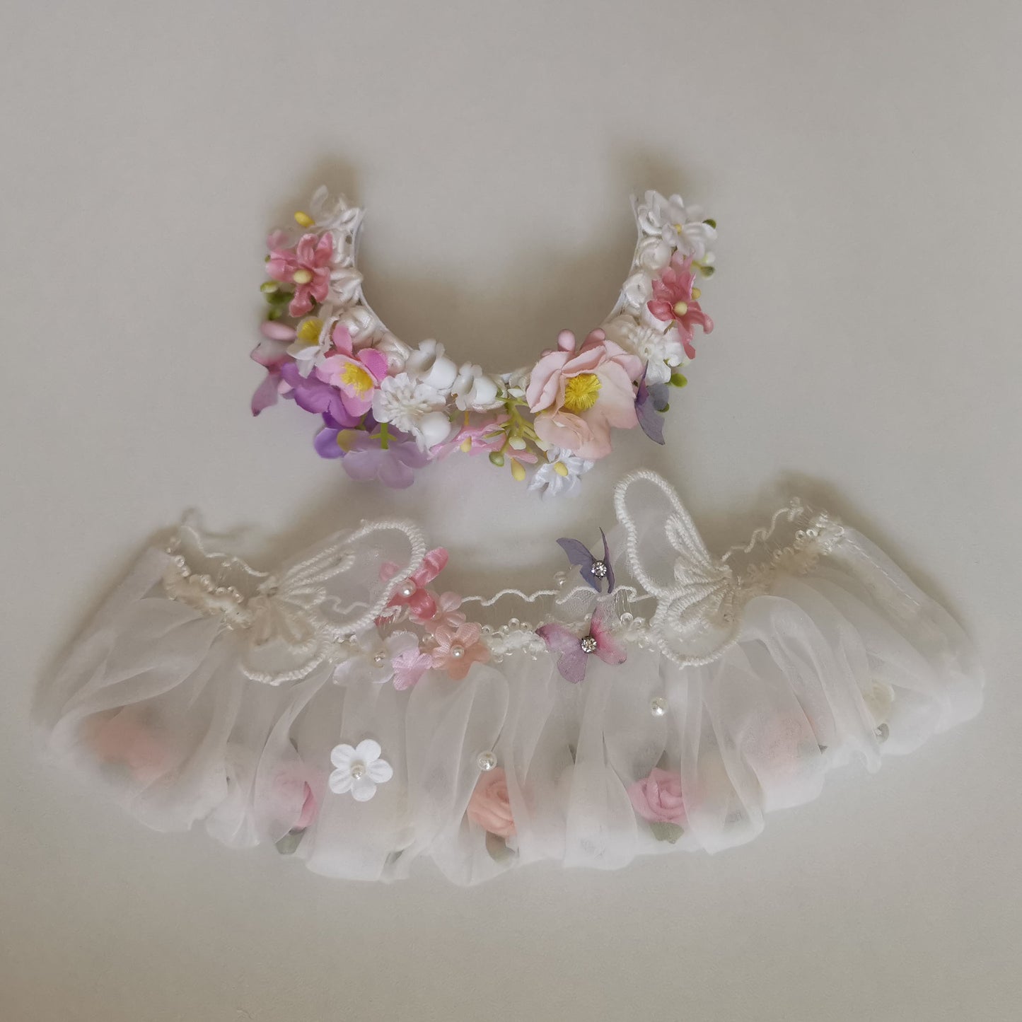 Labubu Doll Flower Fairy Skirt & Hairpin Outfit for 17cm Doll