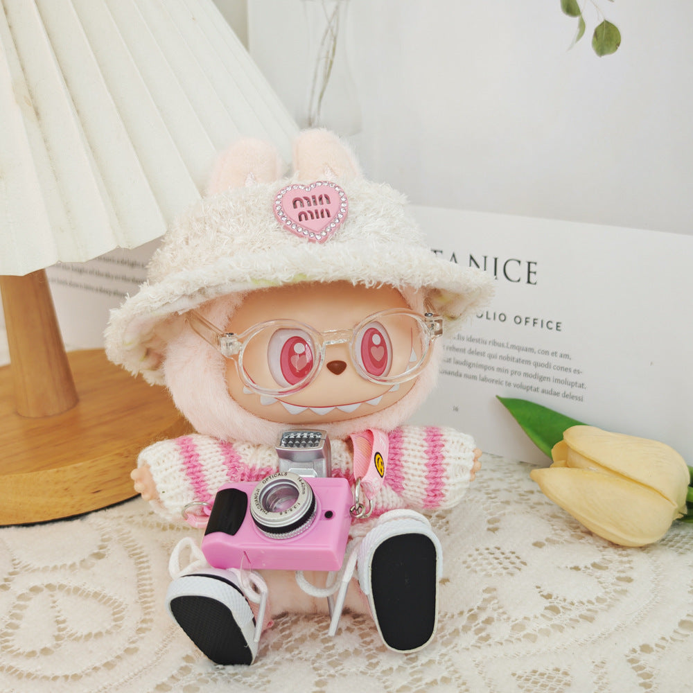 Clothing Only: First, Second, and Third Generation Blind Box Labubu Pendant Clothing, Sitting Labubu Party Doll Pink Sweater