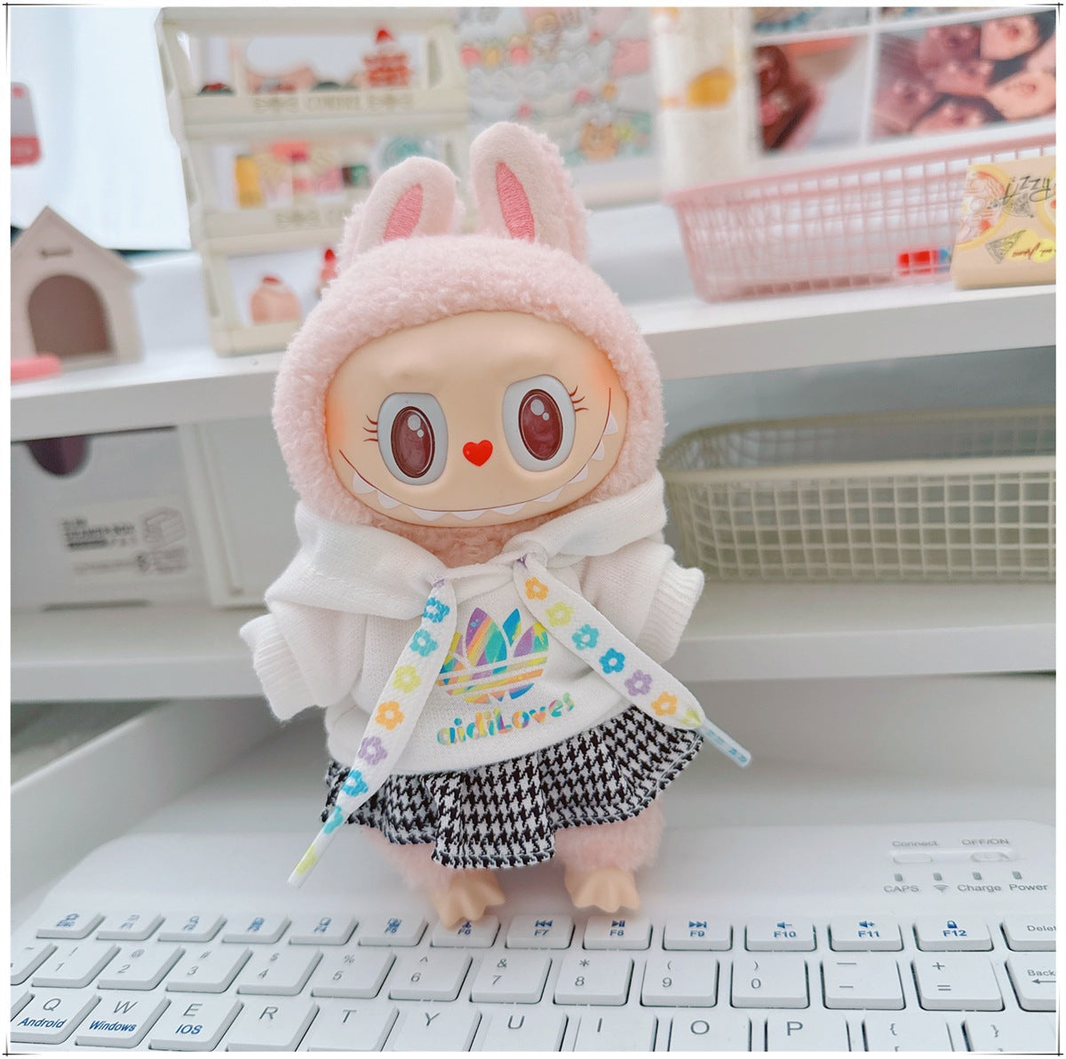 Labubu Doll Clothes - Trendy Hooded Sweatshirt & Pants for 10cm & 17cm Dolls