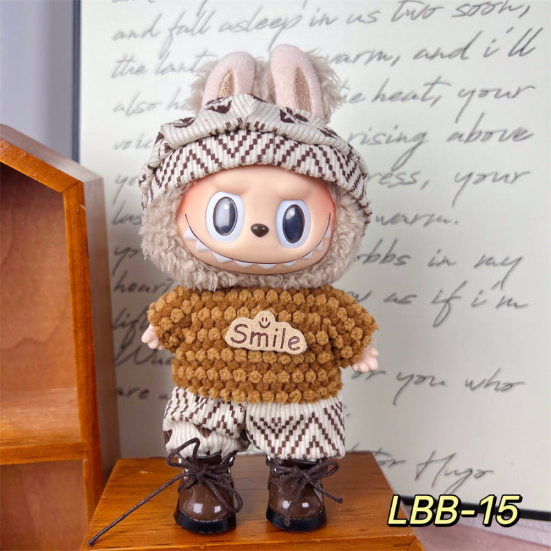 New 17cm Labubu Pendant with Replacement Baby Clothes High Quality Labubu Blind Box Pendant Baby Clothes Decoration Set