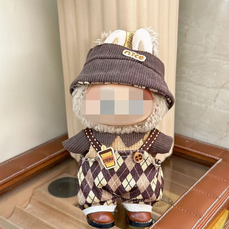Labubu Doll Outfit - 17cm Baby Clothes Set with Bear Ear Hat