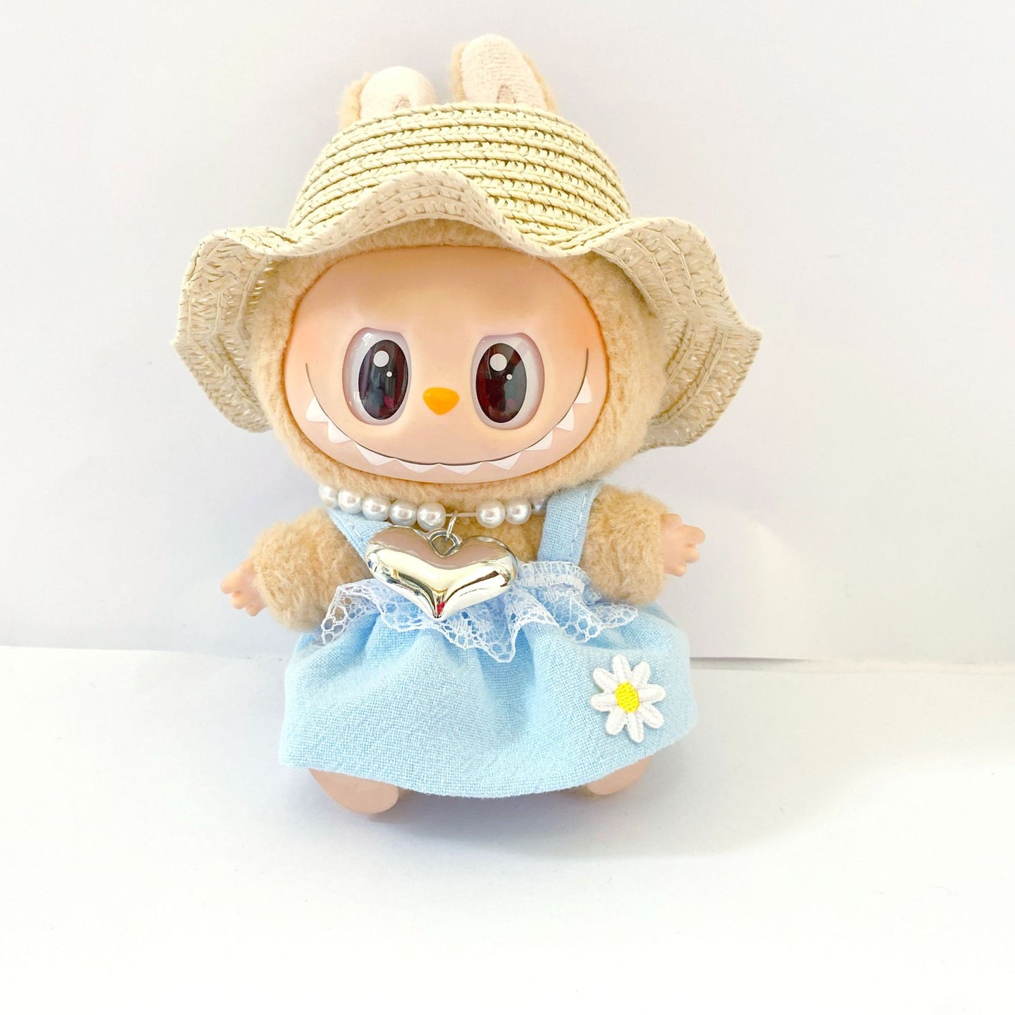 Labubu Doll Princess Dress with Pearl Necklace - 17cm Doll Clothes