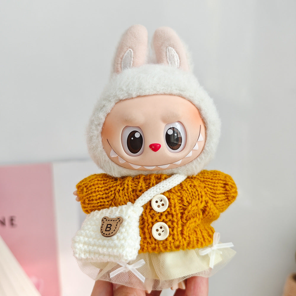 Labubu Doll Outfit - 17cm Sweater, Skirt & Accessories Set