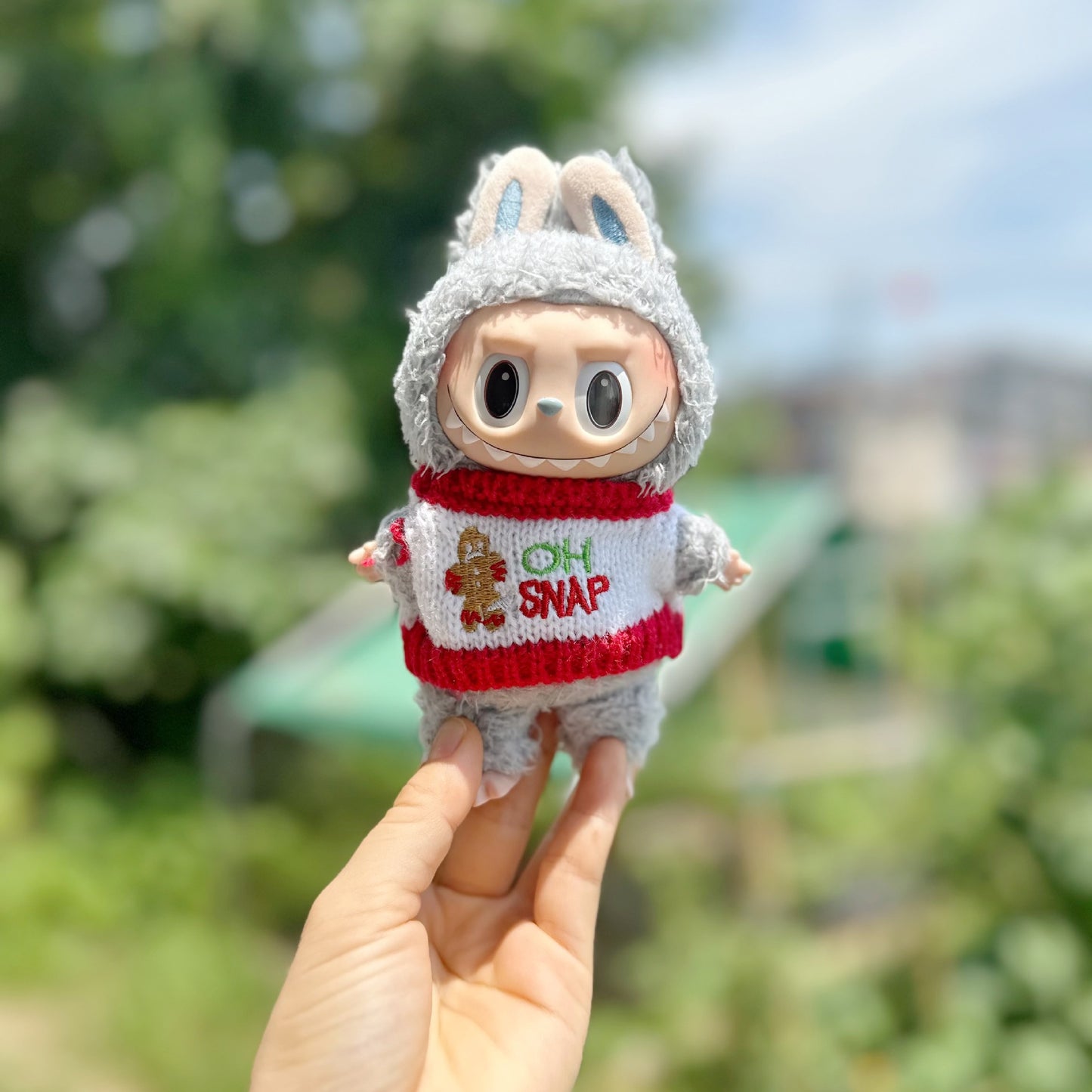 Blind Box pull cloth pendant clothes Christmas suit 15cm macaron labubu pendant doll New Year clothes