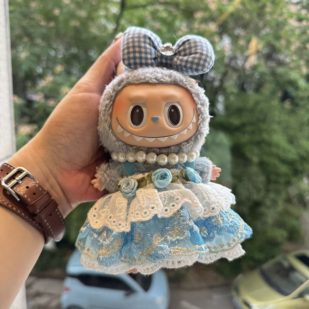 Labubu Doll Replacement Clothes - Cute Denim Baby Dresses with Bow