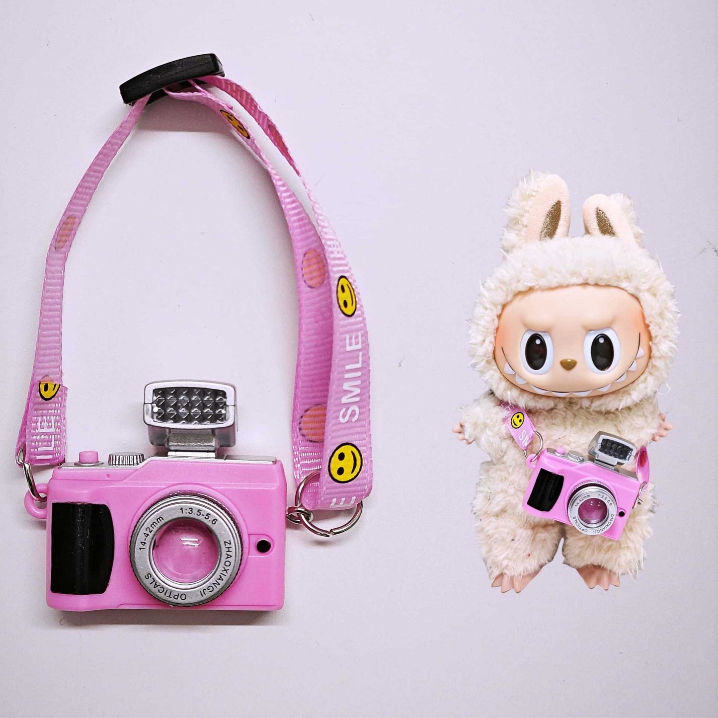 Labubu Doll Mini Camera Pendant - Black, Pink, Blue, Yellow