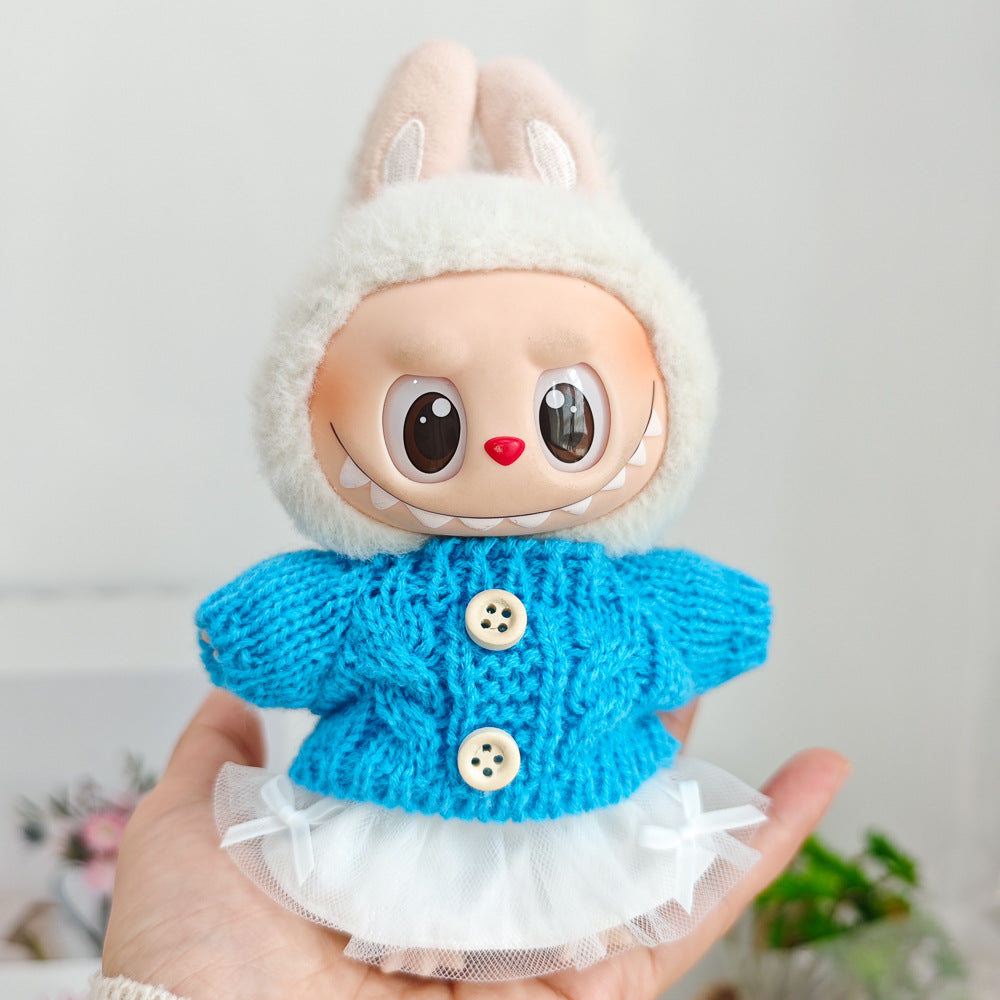 Labubu Doll Outfit - 17cm Sweater, Skirt & Accessories Set