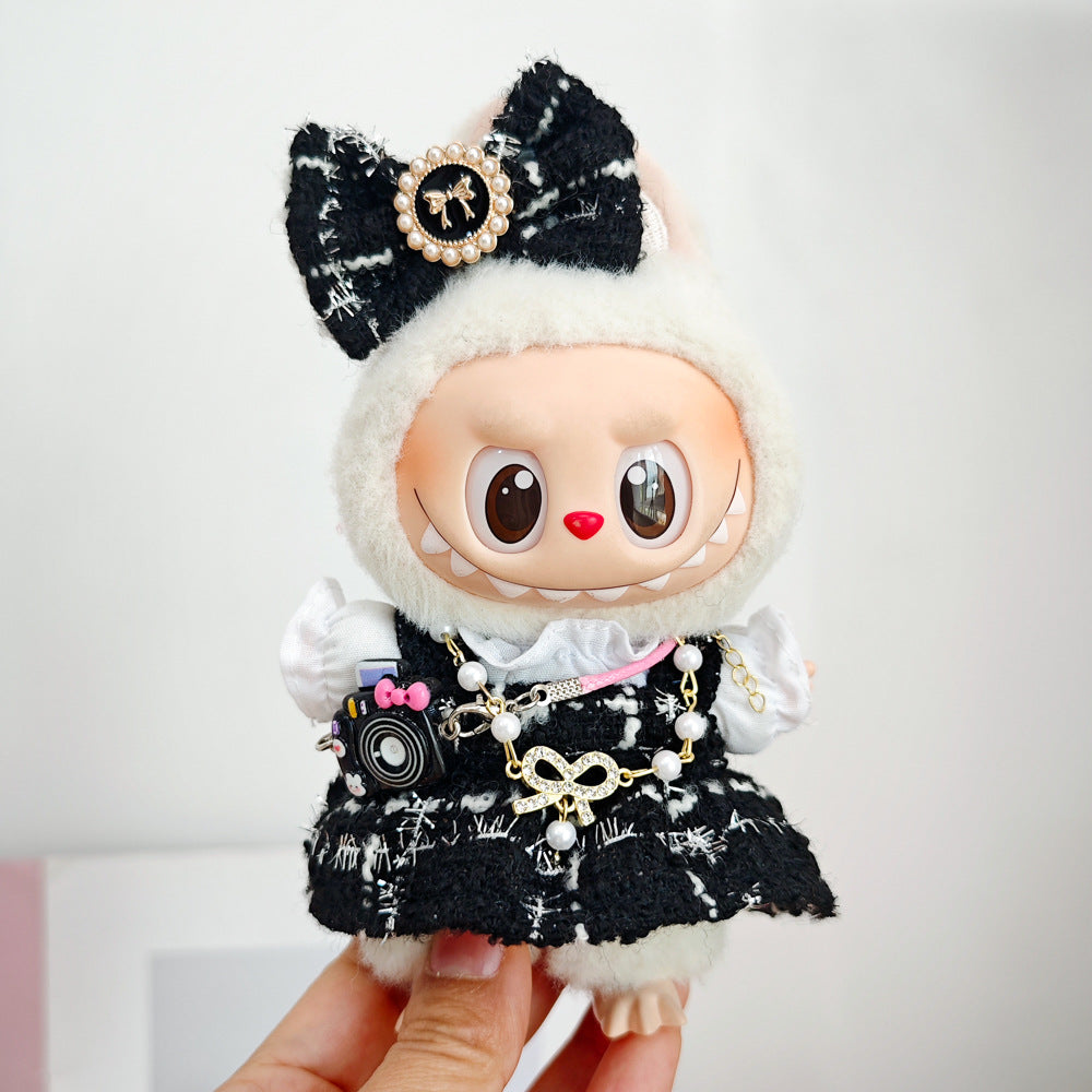 Labubu Doll Outfit Set - 4-Piece Skirt & Accessories for 15-17cm Vinyl Doll