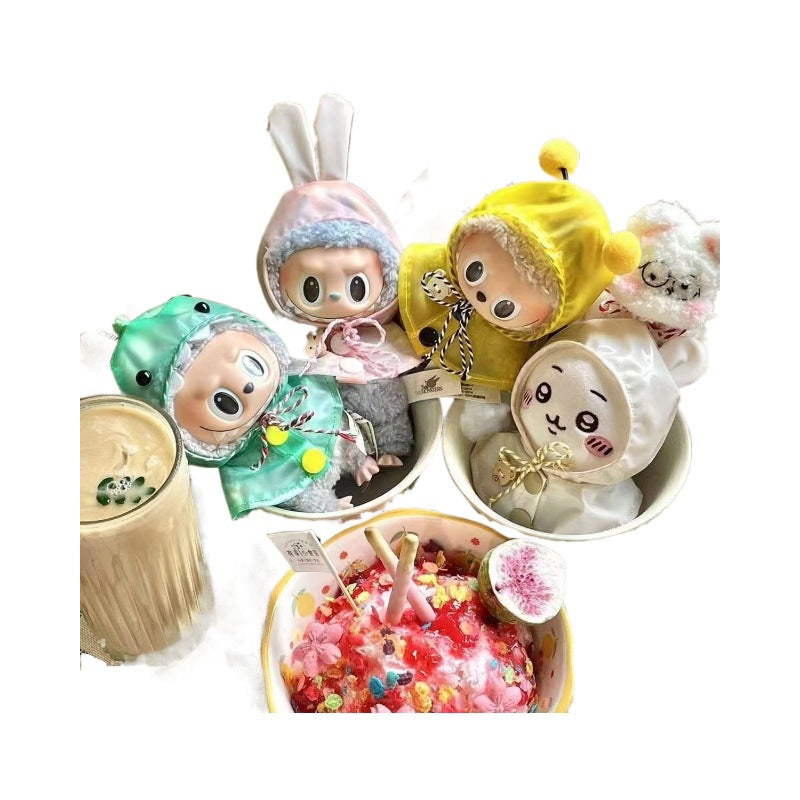 17CM Labubu Doll Coat Labubu Vinyl Doll Raincoat Change Bubble Mart Doll Change Doll