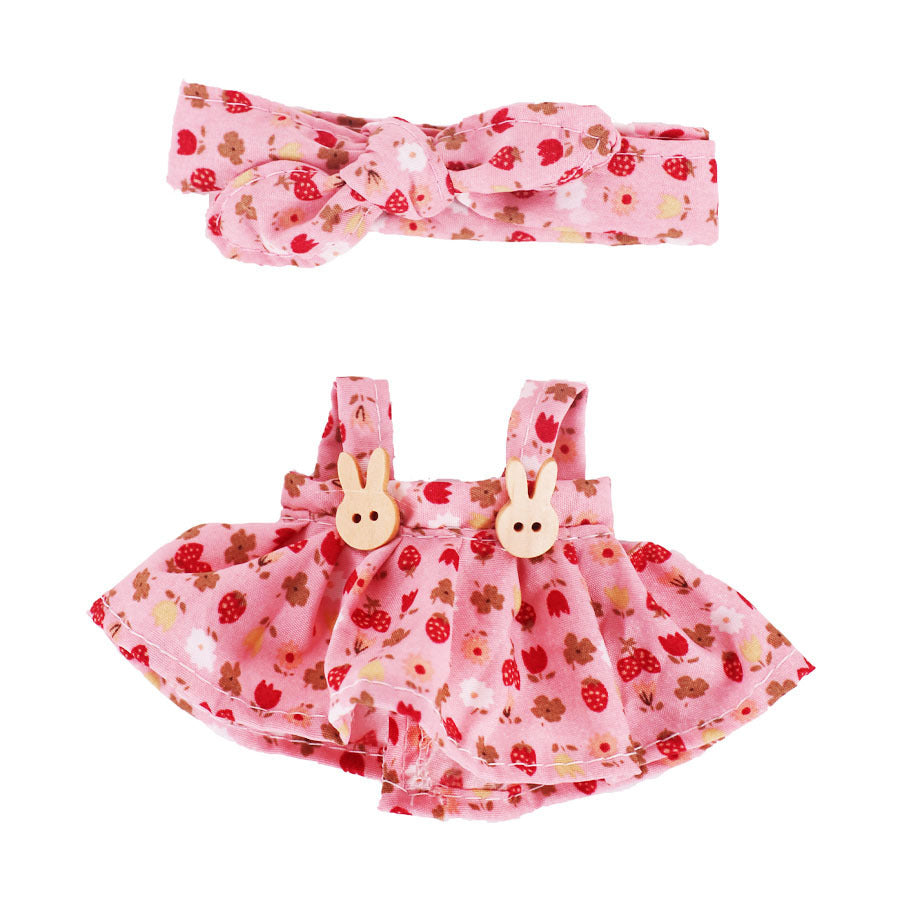 Labubu 17cm Doll Overalls & Headband Set - Floral Print