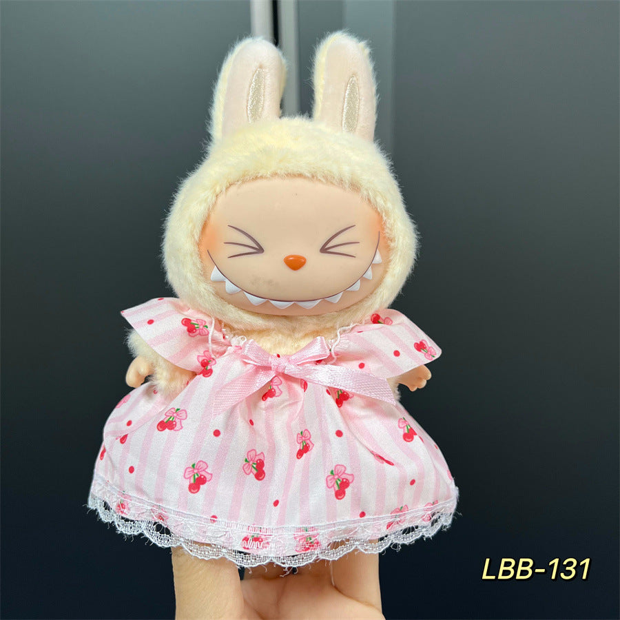 Labubu Wearable Baby Clothes Vinyl Labubu 17cm Doll Cute Dress-Up Casual Suit Skirt Plush Clothes