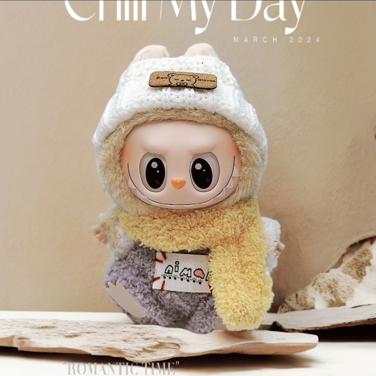 Labubu Doll Outfit Set for 17cm Vinyl Doll - Pink Hat & Sunglasses