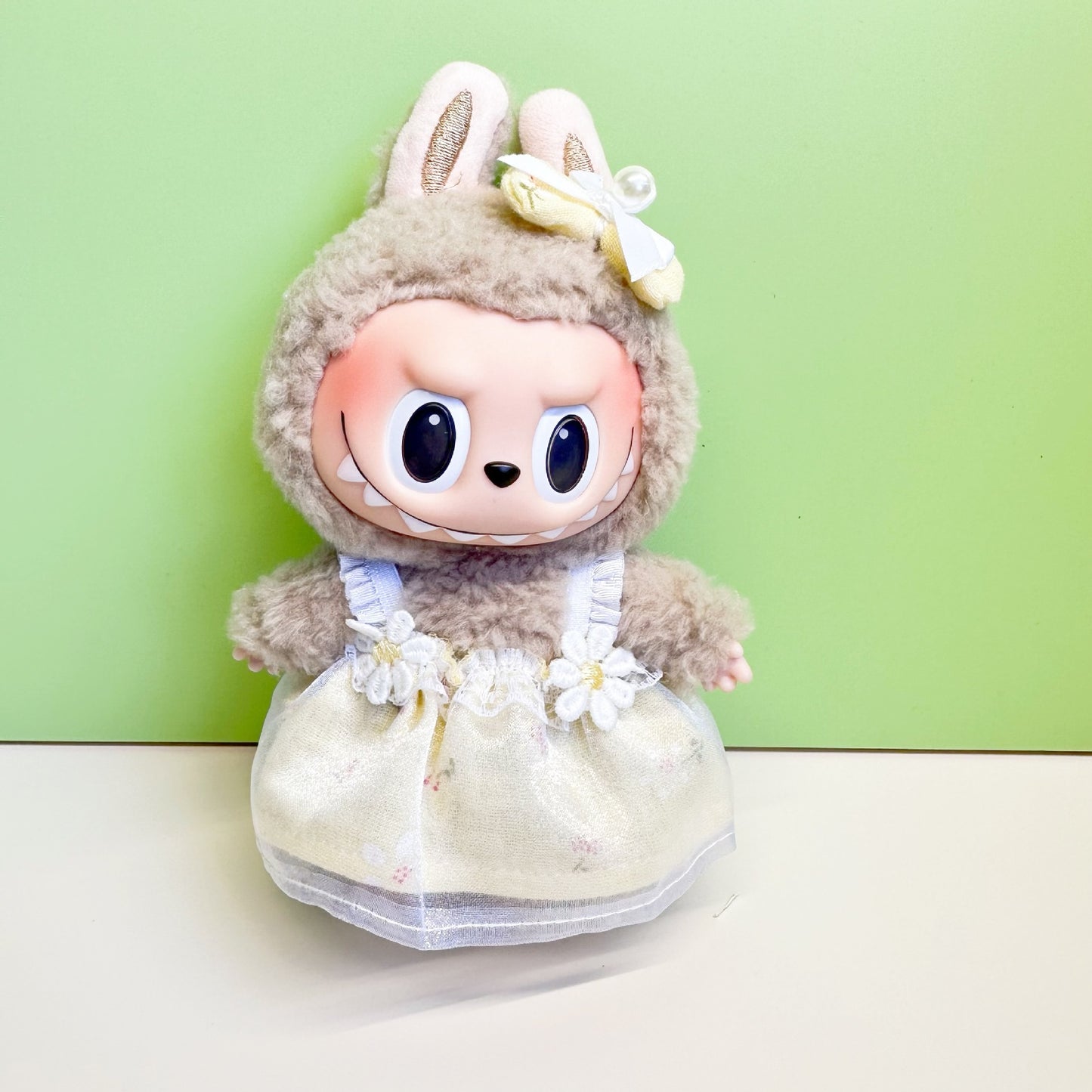 15cm blind box pull cloth pendant clothes casual two-piece macaron labubu pendant doll plaid suit