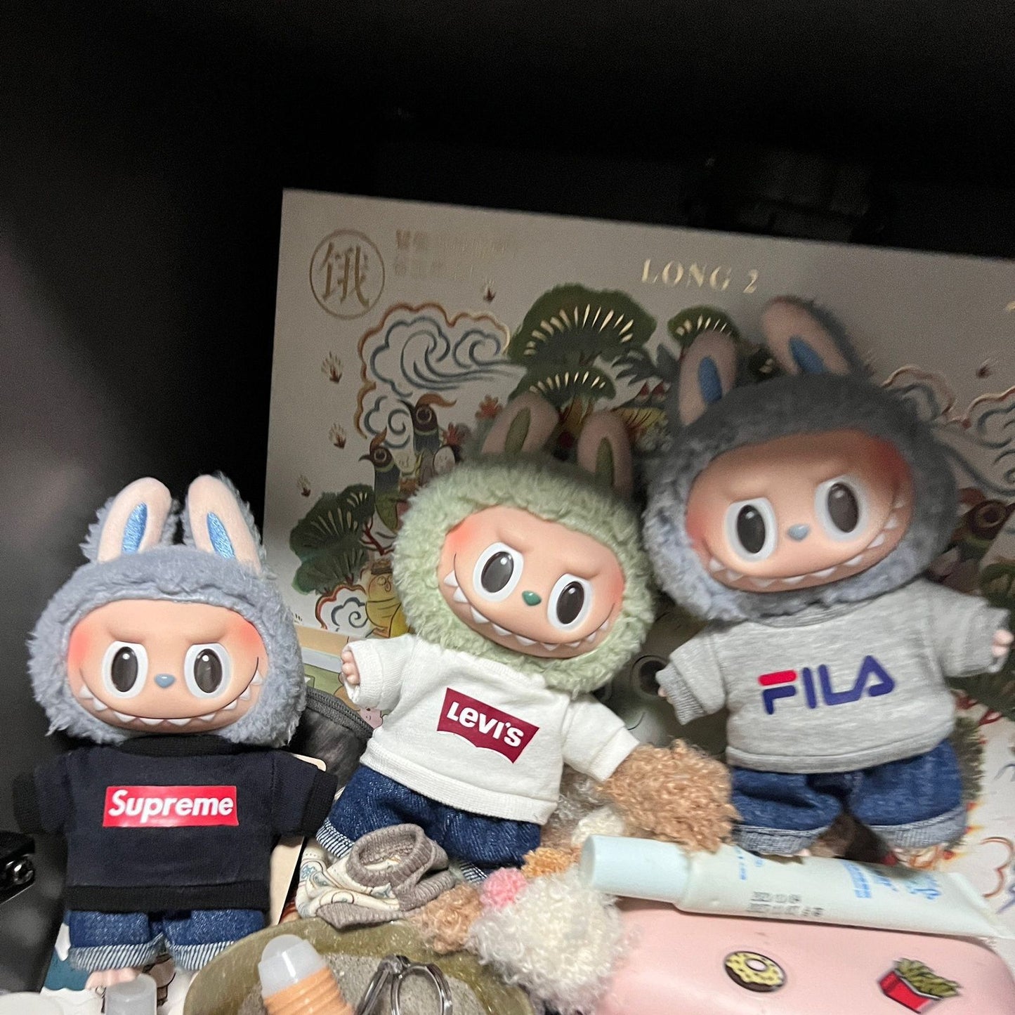 Labubu Doll Outfit - Gray Top & Cuffed Jeans for 10-20cm Vinyl Dolls