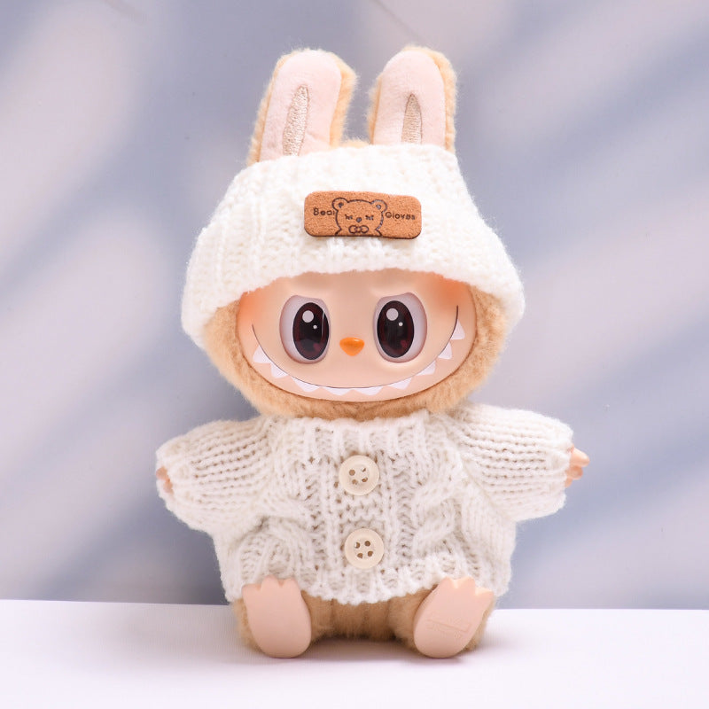 Labubu Doll Button Sweater & Hat Outfit Set for 1st & 2nd Gen Pendants