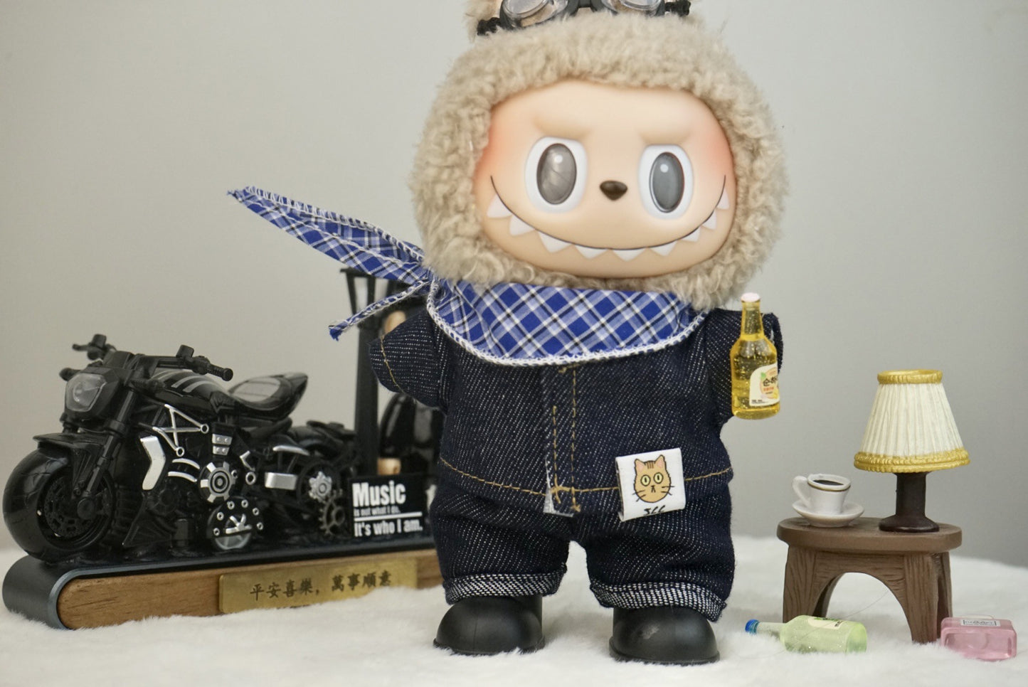 Labubu Doll Denim Outfit Set for 17cm Vinyl Doll