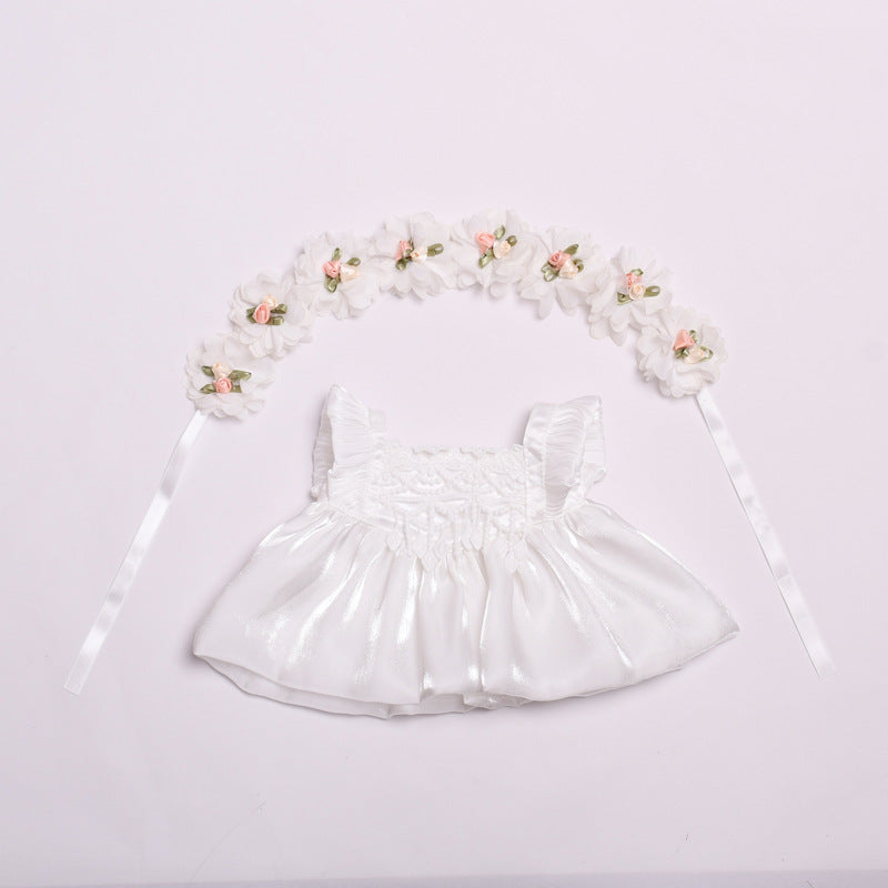 Labubu 38cm Flower Fairy Wedding Dress & Black Plaid Suit Outfit