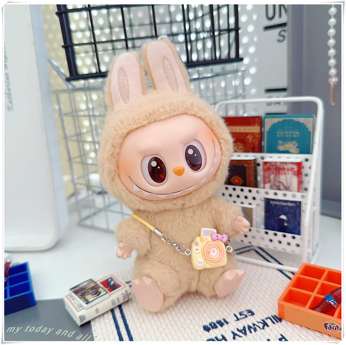 Labubu Doll Clothes - Sweet Dog Travel Outfit & Camera Bags
