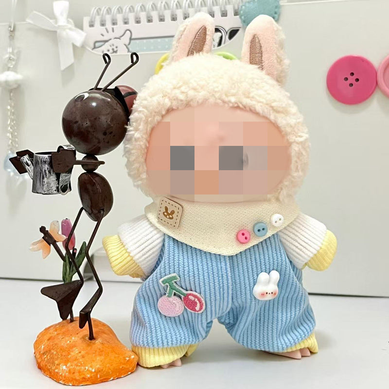Labubu Doll Outfit - 17cm Baby Clothes Set with Bear Ear Hat
