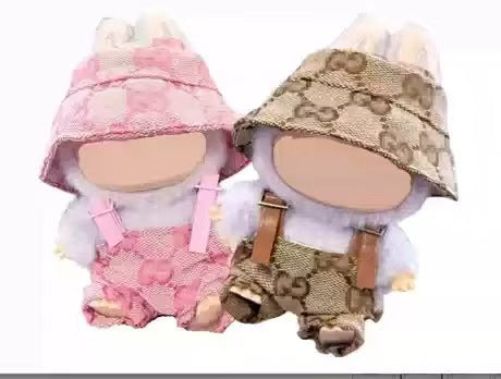 17cm Labubu Labubu Doll Coat 10cm Cotton Doll Lulu Pig Doll Three Year Old Triangle Strap Pants Fisherman Hat