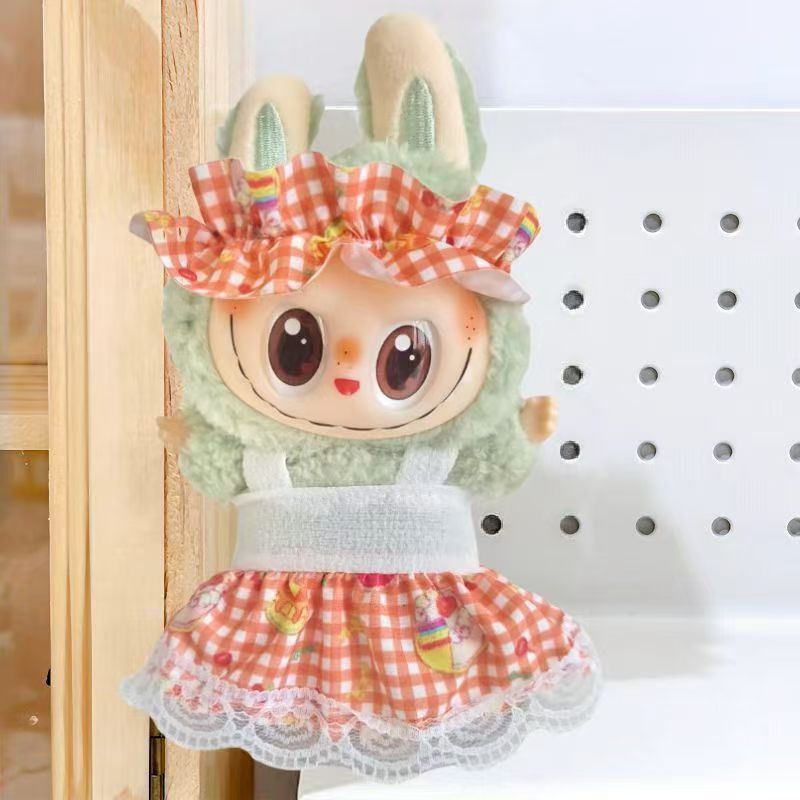 Cross-border e-commerce labubu doll vinyl doll cloth 17cm doll cute sweater coat skirt suit