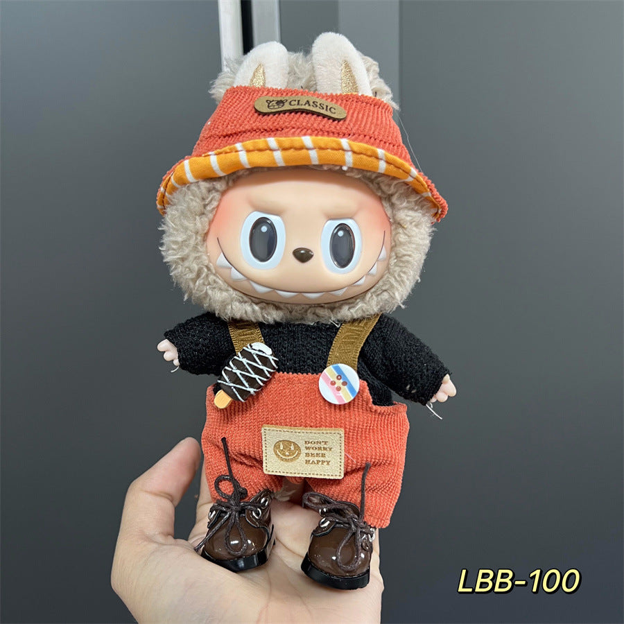 Labubu Doll Vinyl Rab 17cm Doll Cute Dress Casual suit Skirt Plush Toy Clothes