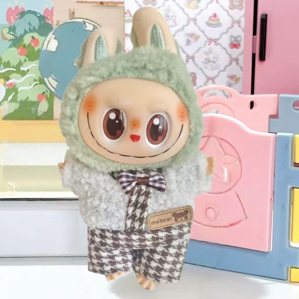 Cross-border e-commerce labubu doll vinyl doll cloth 17cm doll cute sweater coat skirt suit