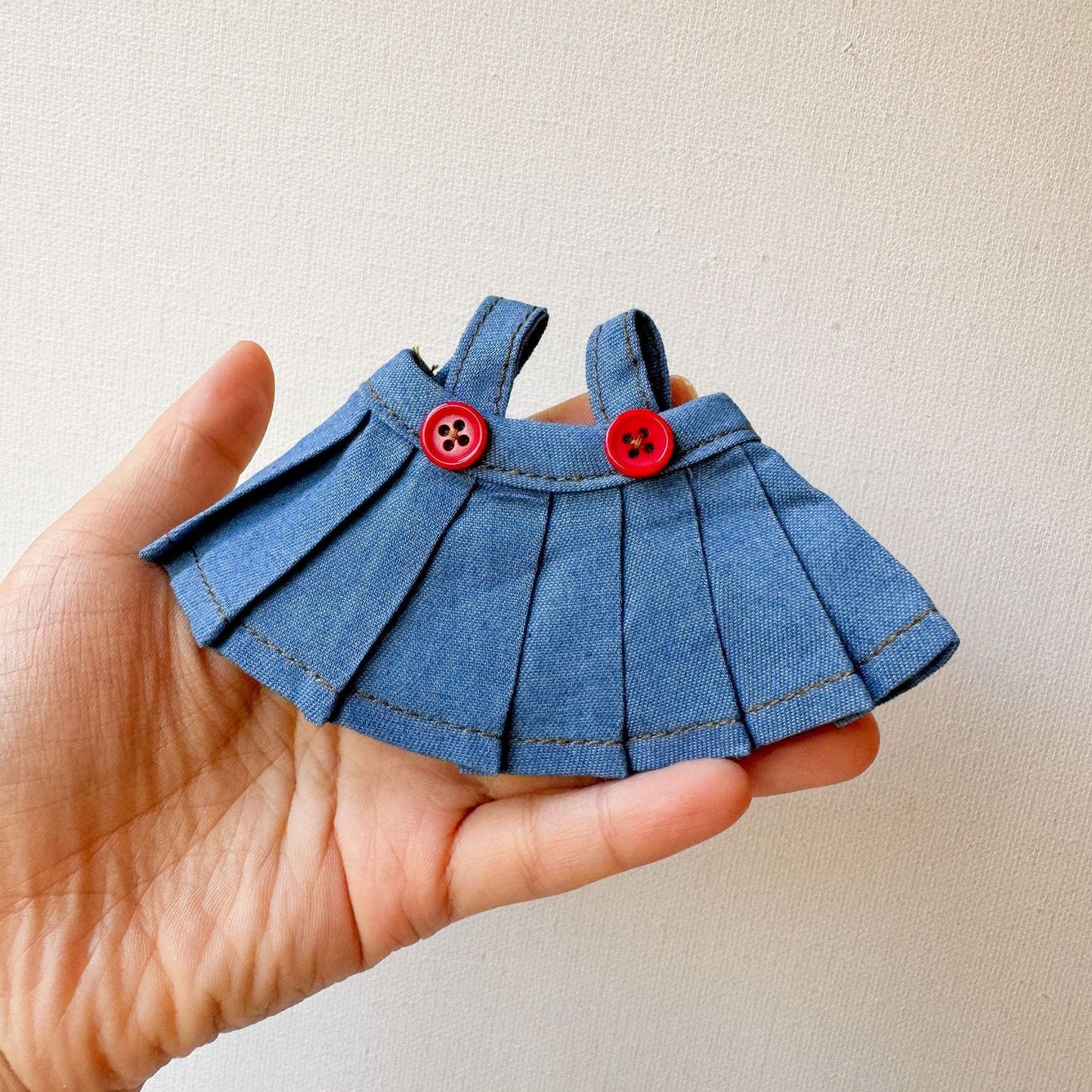 Labubu Doll Denim Skirt Outfit for 17cm Vinyl Doll - Macaron Style